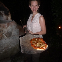 Heather F proud pizza baker